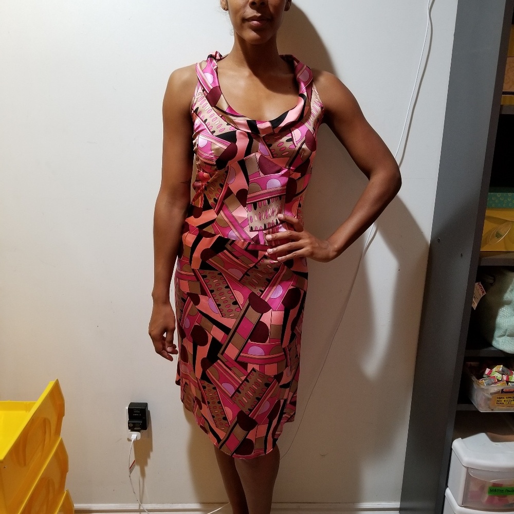Silk drop waist dress